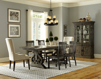 Magnussen Home Bellamy Peppercorn Extendable Rectangular Dining Table With 4 Side Chairs 2 Host Chairs And Buffet