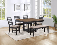 Harington Brown Dining Table with 4 Chairs and Bench