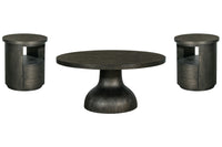 Magnussen Home Bosley Coffee Bean Round Cocktail Table With 2 Round End Table
