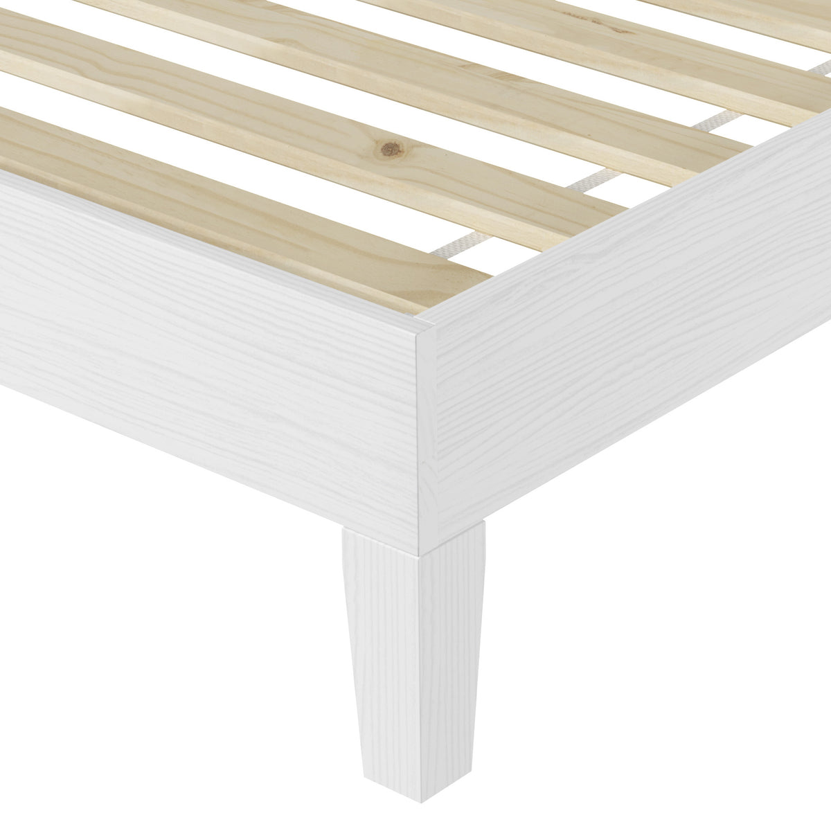 Nix White Solid Wood Platform Bed, Twin