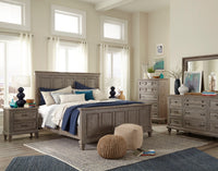 Magnussen Home Lancaster Dovetail Grey Queen Panel Bed With 2 Nighstands