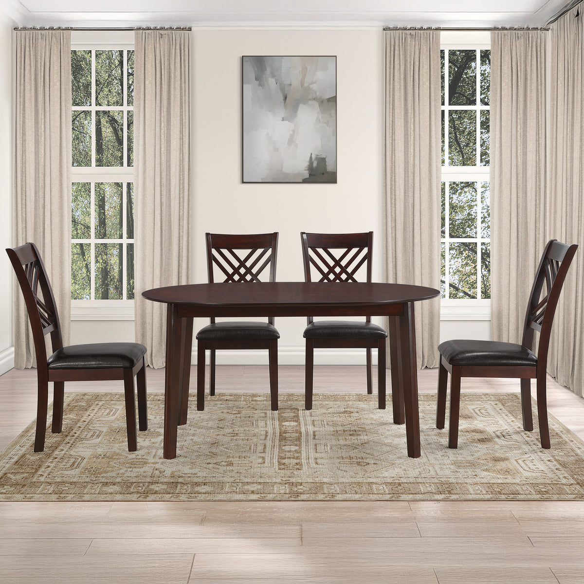 Adrian Oval Table - 5pcs Set (T+4S)