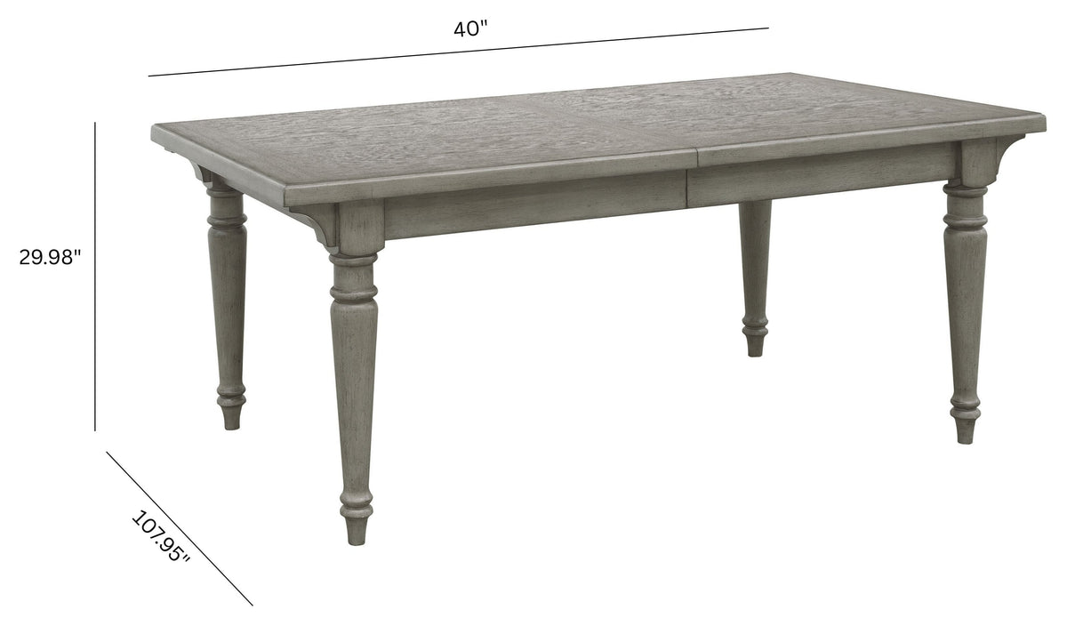 Pulaski Madison Ridge Bluff Grey Farmhouse Leg Dining Table With 4 Side Chairs And Server