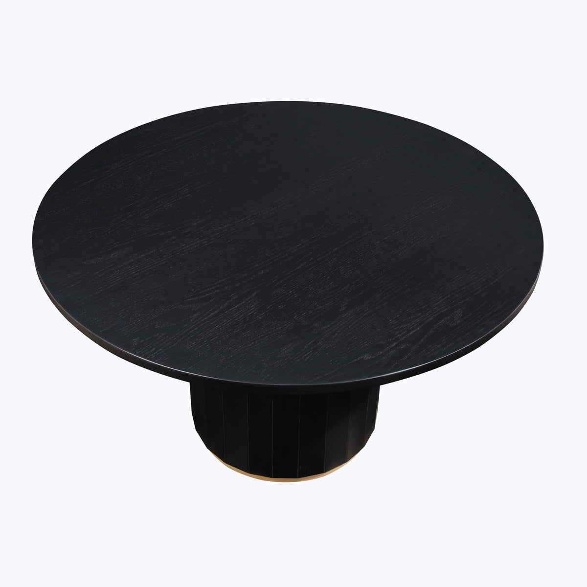Magnolia 52-inch Round Dining Table & 4 Upholstered Side Chairs, Black Finish