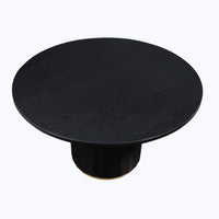 Magnolia 52-inch Round Dining Table & 4 Upholstered Side Chairs, Black Finish