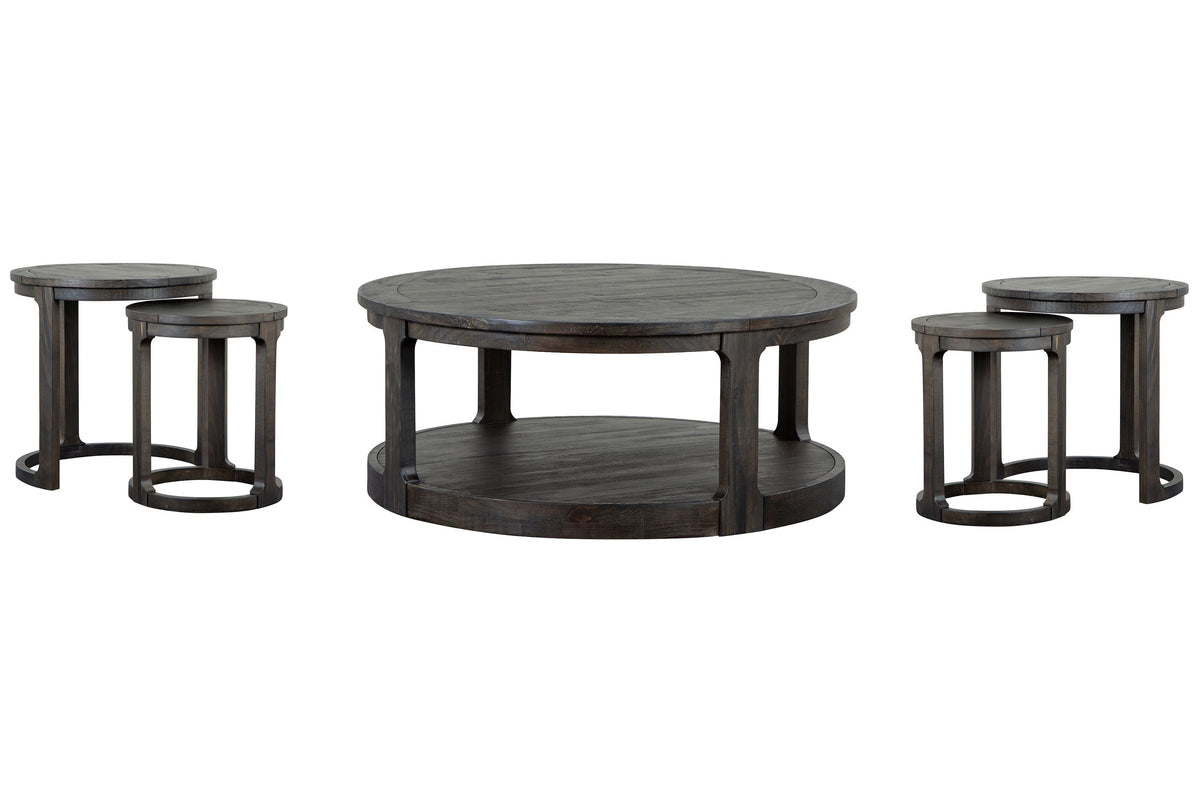 Magnussen Home Boswell Peppercorn Round Cocktail Table With 2 Nesting End Table