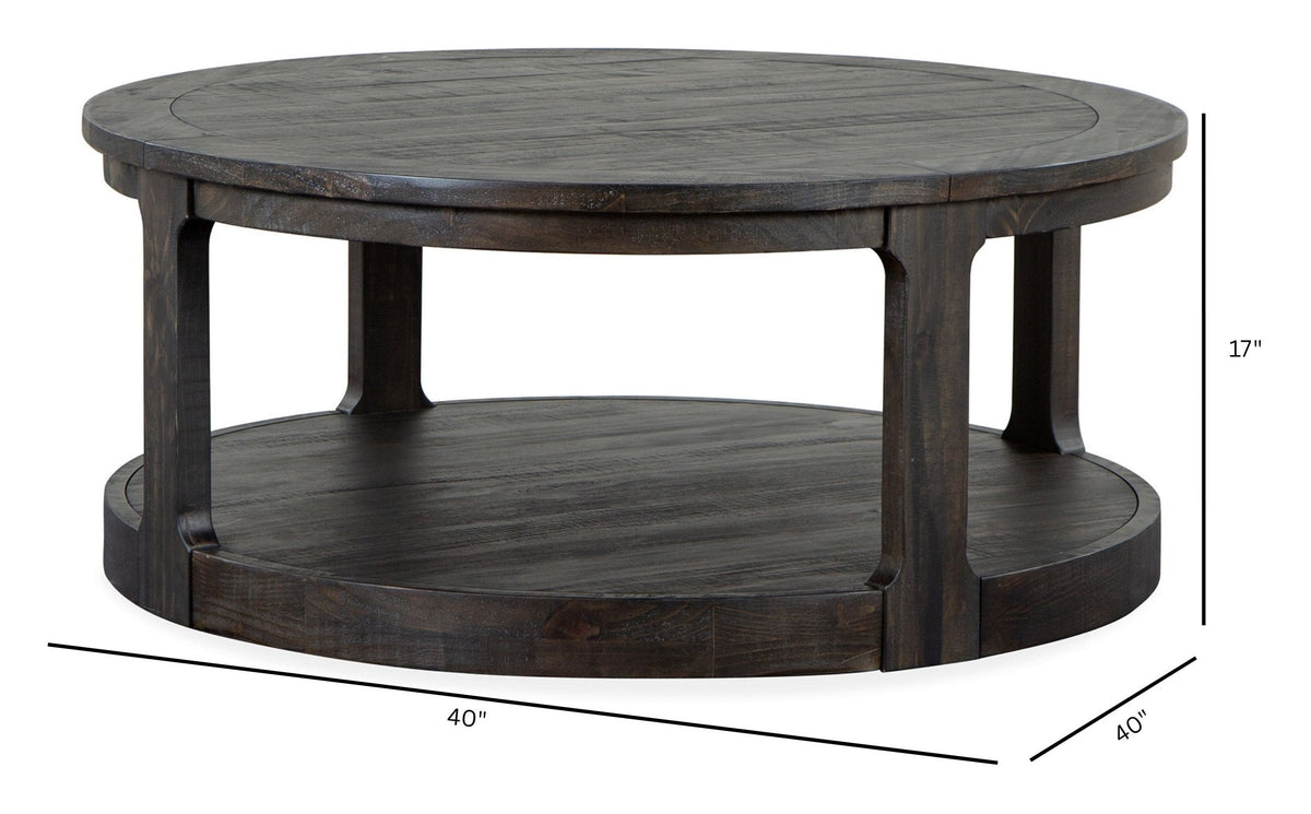 Magnussen Home Boswell Peppercorn Round Cocktail Table With 2 Nesting End Table