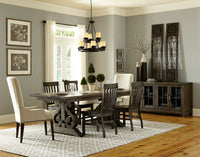 Magnussen Home Bellamy Peppercorn Extendable Rectangular Dining Table With 2 Side Chairs Bench And Buffet
