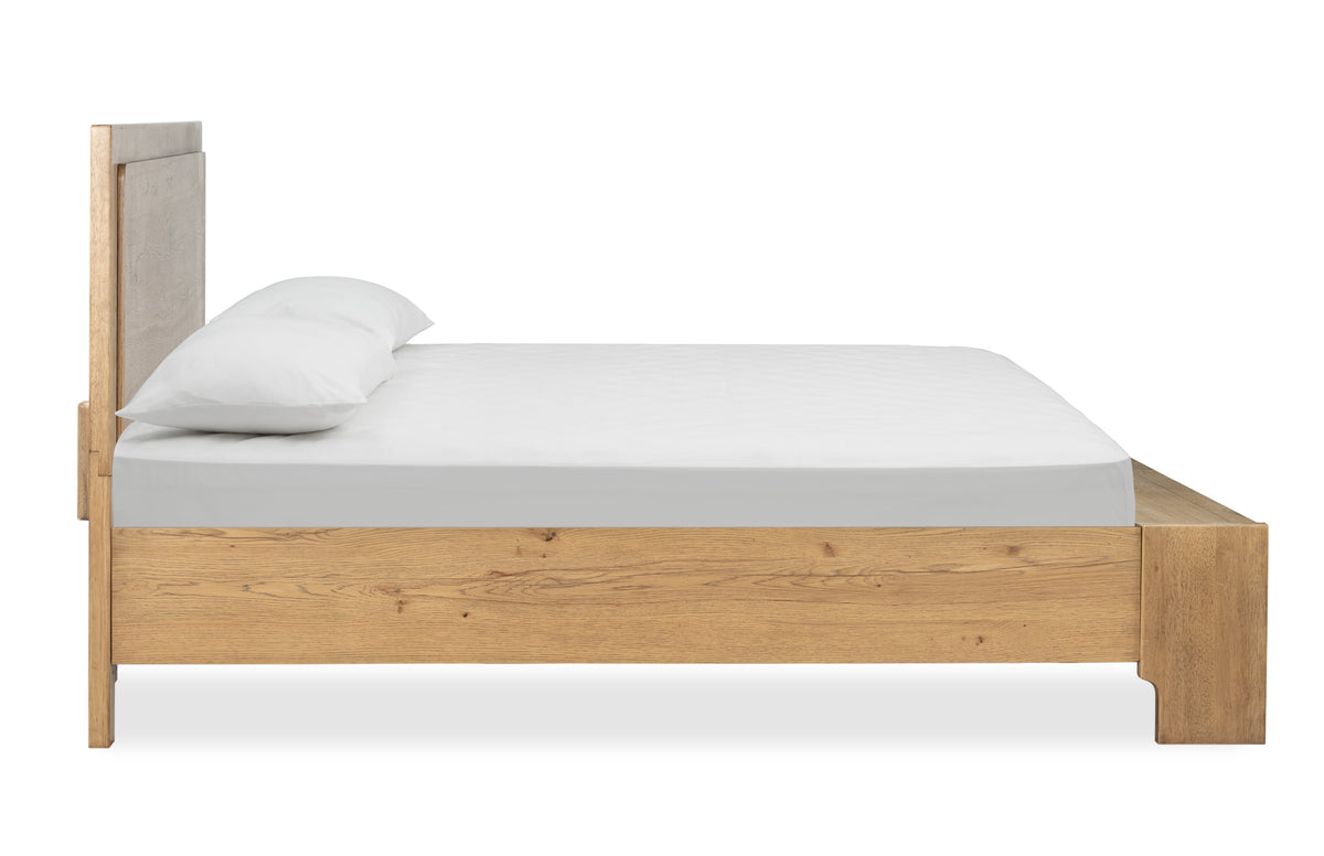 Magnussen Home Davenport Rustic Caramel King Panel Storage Bed With Nightstand