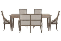 Magnussen Home Lancaster Dovetail Grey Extendable Rectangular Dining Table With 4 Arm Chairs And Upholstered Bench