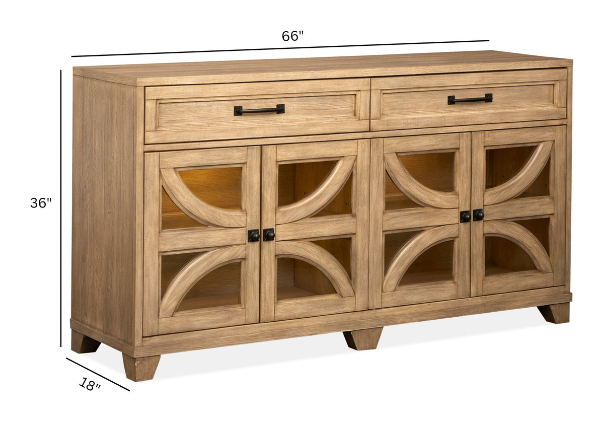 Magnussen Home Coventry Honey Maple Extendable 48" Round Dining Table With 4 Side Chairs And Buffet