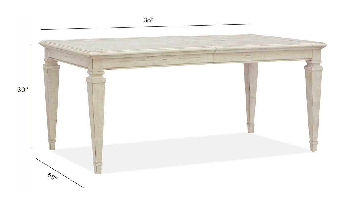 Magnussen Home Newport Alabaster Extendable Rectangular Dining Table With 2 Side Chairs 2 Arm Chairs Bench And Buffet
