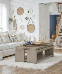 Magnussen Home Conrad Stone Harbor Grey Rectangular Lift Top Storage Cocktail Table With Casters