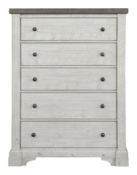 Samuel Lawrence Valley Ridge Distressed White 5 Drawer Chest
