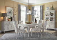 Magnussen Home Newport Alabaster Extendable Rectangular Dining Table With 2 Upholstered Benches 2 Side Chairs And Buffet