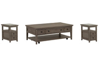 Magnussen Home Paxton Place Dovetail Grey Rectangular Caster Cocktail Table With 2 Chairside End Table