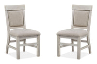 Magnussen Home Bronwyn Alabaster Extendable Rectangular Dining Table With 4 Upholstered Side Chairs 2 Host Chairs And Buffet