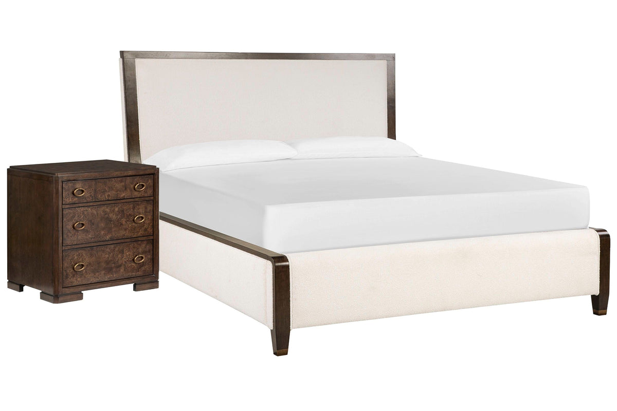 Magnussen Home Rowan Espresso King Upholstered Panel Bed With Nightstand