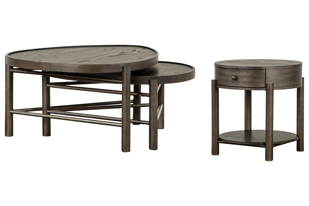 Magnussen Home Hadleigh Black Coffee Bean Shaped Nesting Cocktail Table With End Table