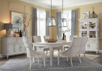 Magnussen Home Newport Alabaster Extendable Rectangular Dining Table With 2 Upholstered Benches 2 Side Chairs And Buffet
