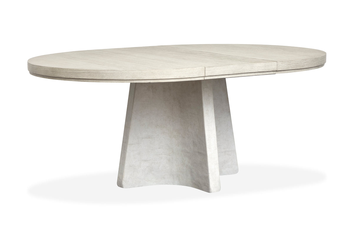 Magnussen Home Lorelei Misty Cloud Extendable 54" Round Dining Table With 2 Side Chairs And 2 Host Chairs