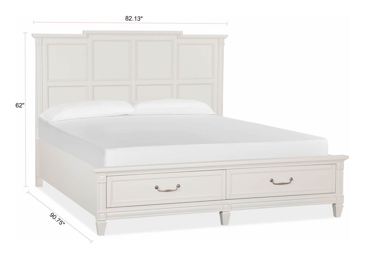 Magnussen Home Willowbrook Egg Shell White California King Panel Storage Bed With Open Nightstand