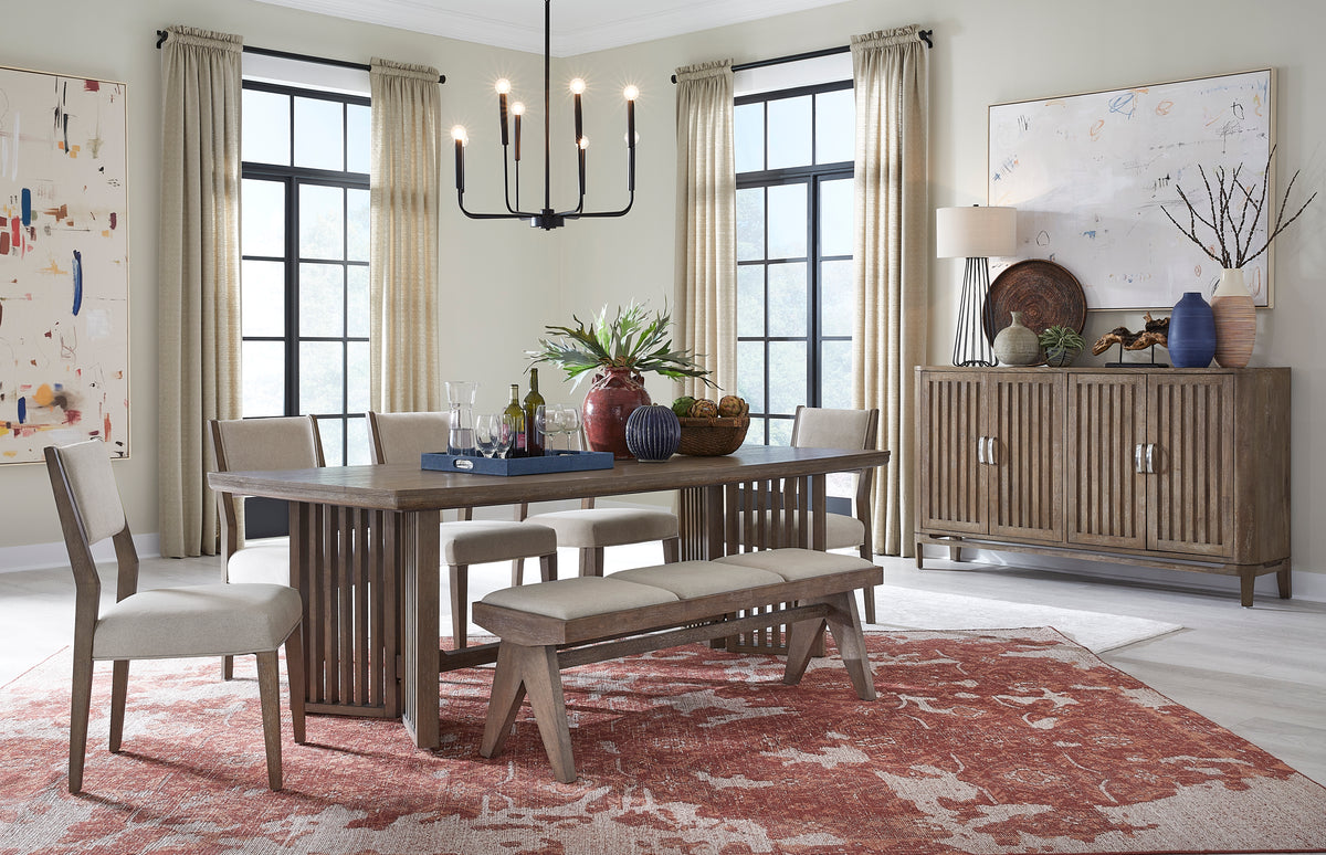 Magnussen Home Kavanaugh Weathered Kona Brown Trestle Dining Table
