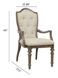 Pulaski Saddle Creek Timber Brown Extendable Leg Dining Table With 6 Upholstered Arm Chairs And Server