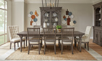 Pulaski Madison Ridge Natural Bark Extendable Leg Dining Table With 4 Side Chairs 2 Host Chairs And Server