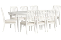 Magnussen Home Willowbrook Egg Shell White Extendable Rectangular Dining Table With 8 Side Chairs