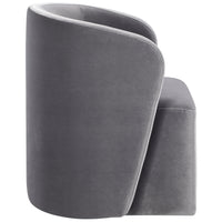 Annie Gray Velvet Barrel Chair w/Casters