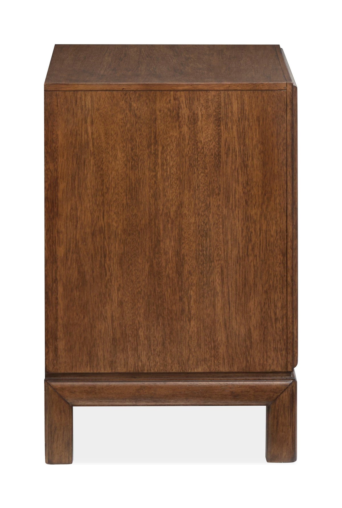 Magnussen Home Ridgefield Russet Queen Upholstered Panel Storage Bed With Open Nightstand
