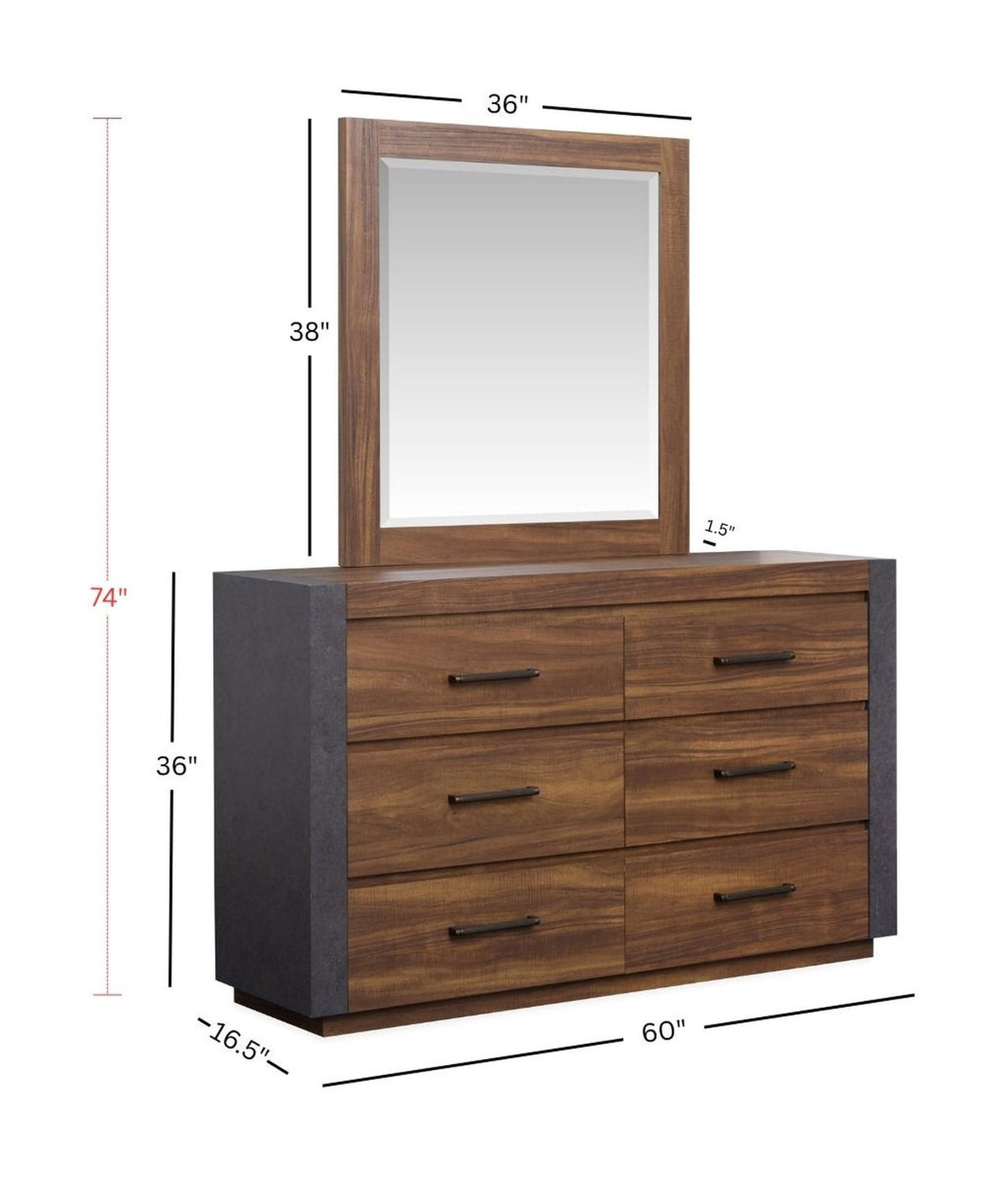Magnussen Home Jensen Tavern Brown King Panel Bed 2 Nightstands Double Drawer Dresser With Landscape Mirror And Drawer Chest