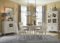 Magnussen Home Newport Alabaster Extendable Round Dining Table With 4 Side Chairs