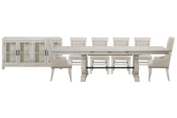 Magnussen Home Bronwyn Alabaster Extendable Rectangular Dining Table With 4 Upholstered Side Chairs 2 Host Chairs And Buffet