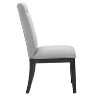 Yves Black Dining Table With 8 Grey Chairs and Server