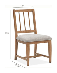 Magnussen Home Lindon Belgian Wheat Extendable Rectangular Dining Table With 2 Arm Benches And 2 Grey Side Chairs