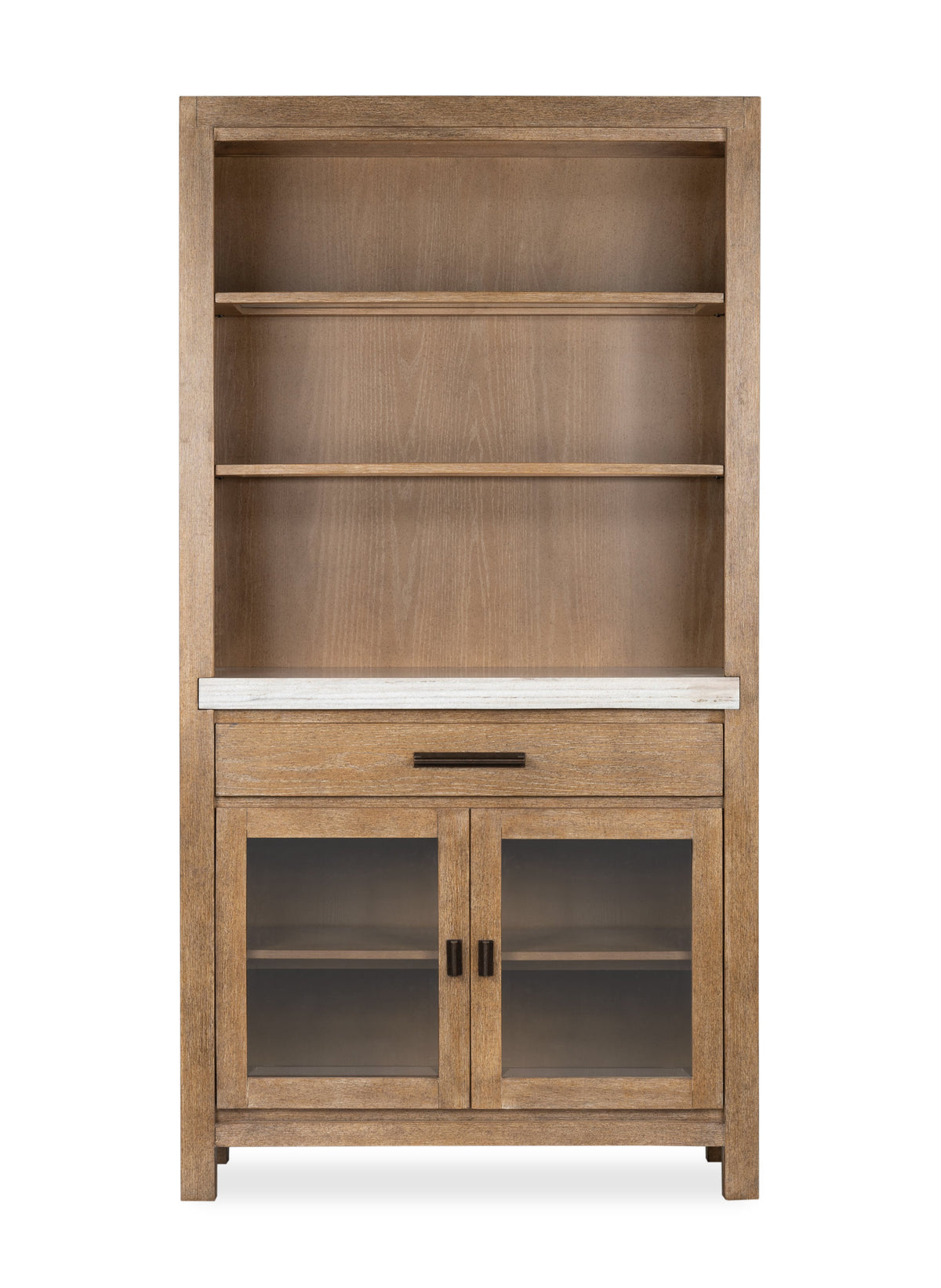 Magnussen Home Plum Creek Sierra Brown Rectangular Dining Table With 2 Benches Server And Display Cabinet
