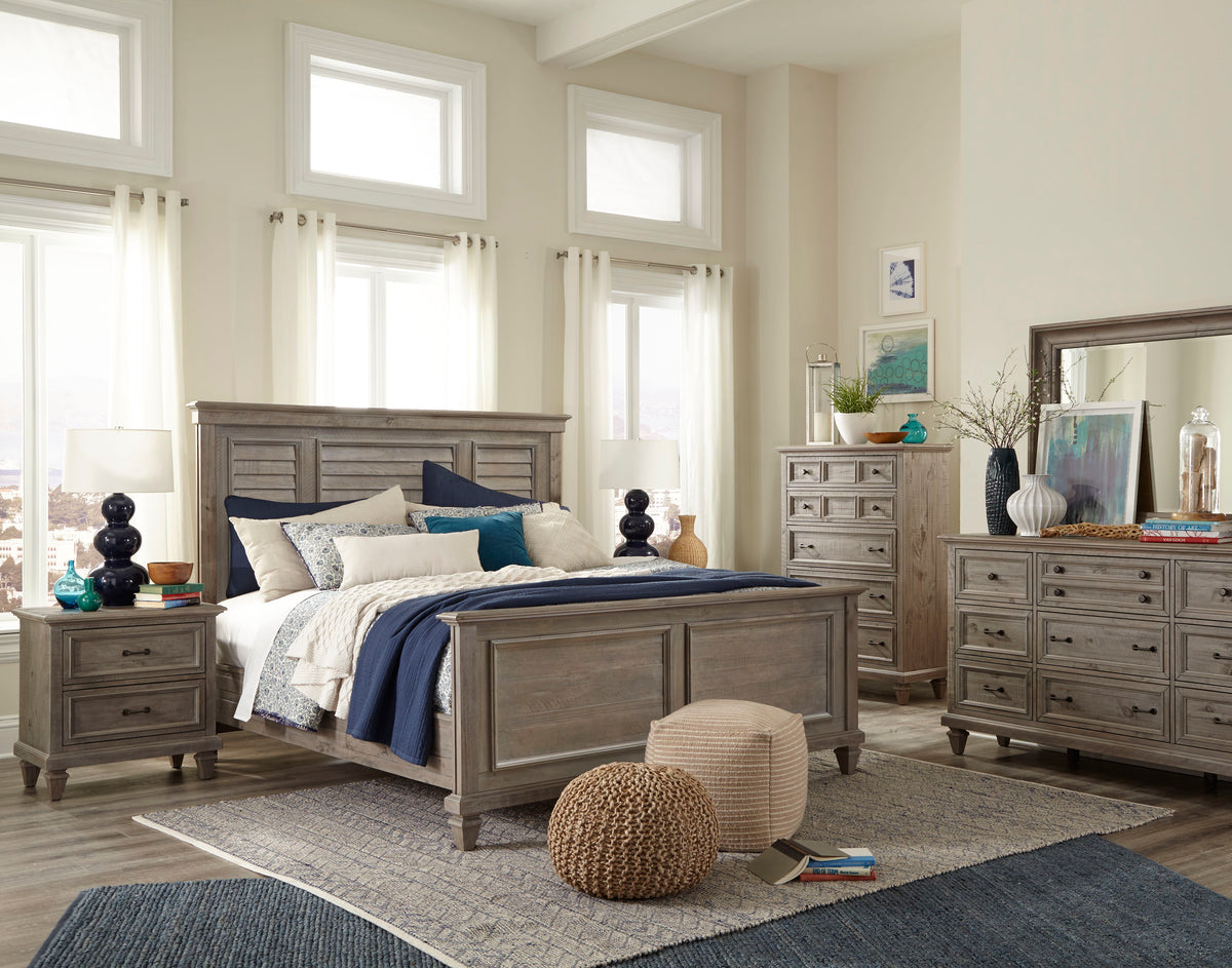 Magnussen Home Lancaster Dovetail Grey California King Shutter Panel Bed