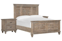 Magnussen Home Lancaster Dovetail Grey Queen Shutter Panel Bed With 2 Nighstands