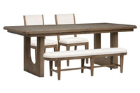 Magnussen Home Westbourne Dark Umber Extendable Trestle Dining Table With 2 Side Chairs And Bench