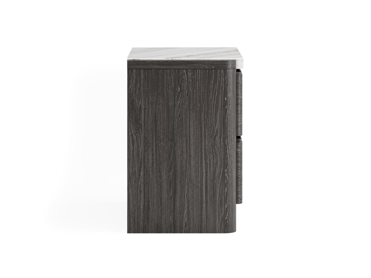 Magnussen Home Keaton Black Queen Upholstered Panel Bed With Nightstand