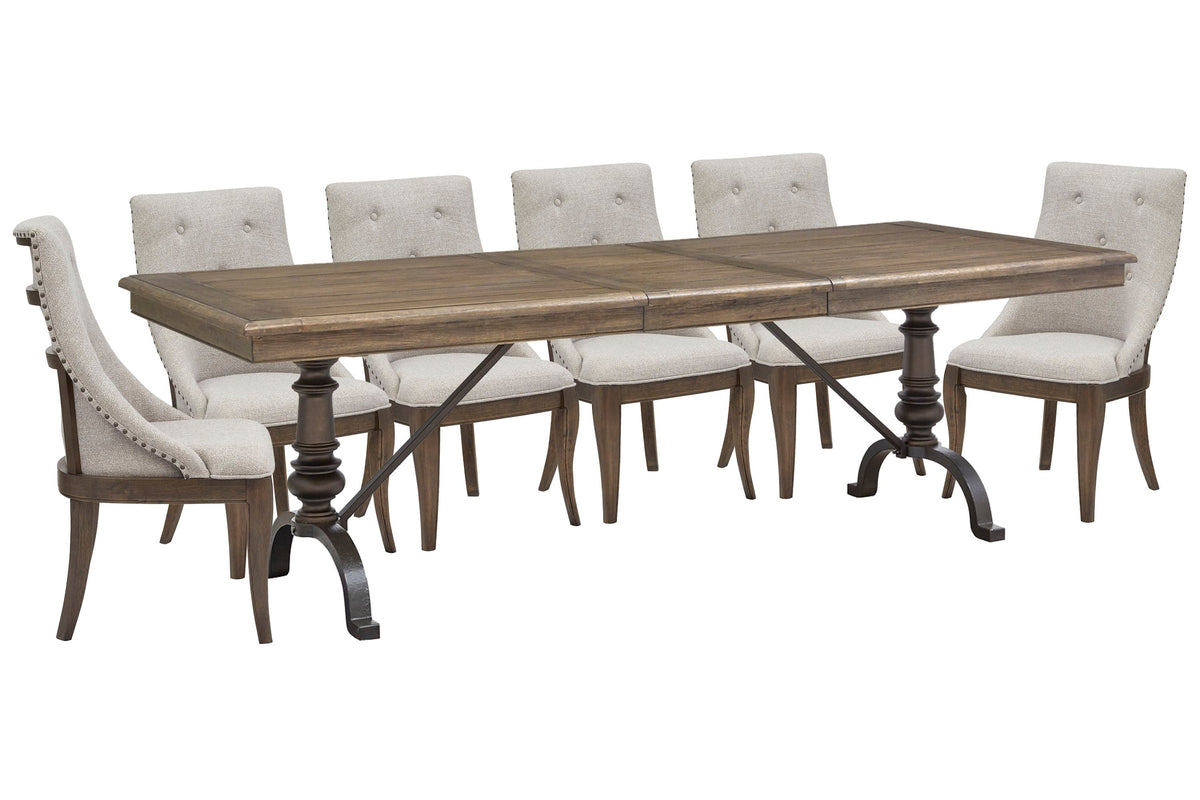 Magnussen Home Roxbury Manor Homestead Brown Extendable Rectangular Dining Table With 6 Arm Chairs