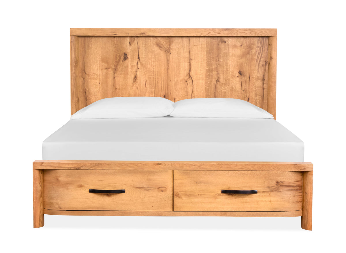 Magnussen Home Laramie Honey Wheat King Panel Storage Bed