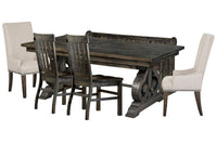 Magnussen Home Bellamy Peppercorn Extendable Rectangular Dining Table With 2 Side Chairs 2 Host Chairs And Bench