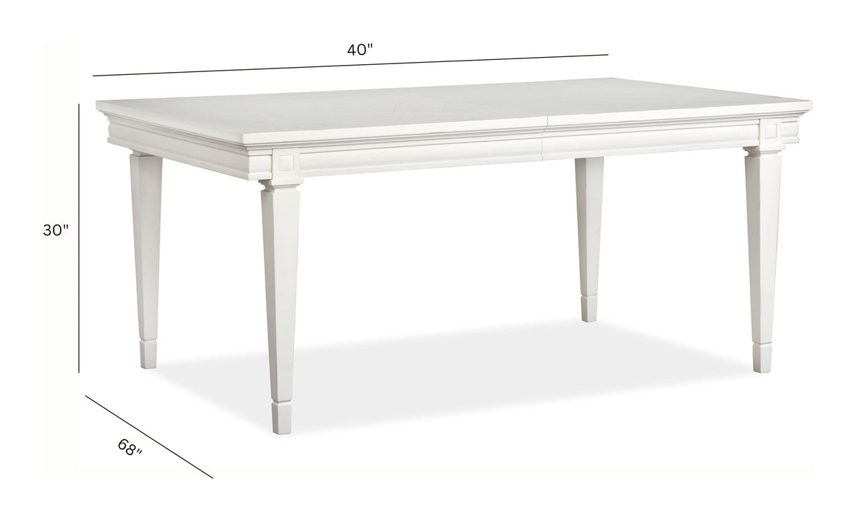 Magnussen Home Willowbrook Egg Shell White Extendable Rectangular Dining Table With 4 Upholstered Side Chairs And Upholstered Bench