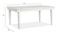 Magnussen Home Willowbrook Egg Shell White Extendable Rectangular Dining Table With 4 Upholstered Side Chairs And Upholstered Bench