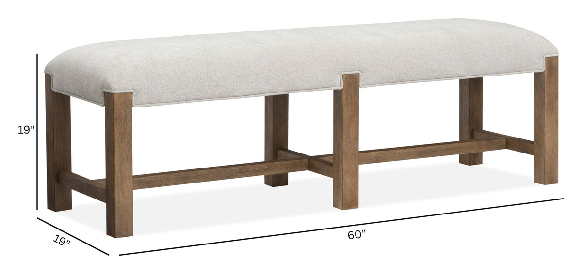 Magnussen Home Plum Creek Sierra Brown Rectangular Dining Table With 2 Upholstered Side Chairs Bench And Server
