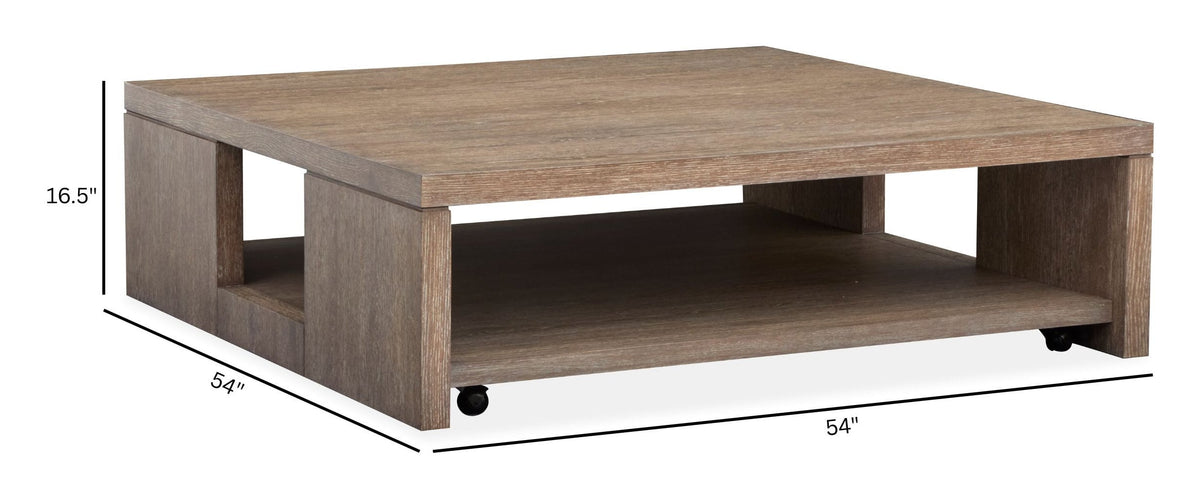 Magnussen Home Conway Spiced Brown Square Cocktail Table With 2 Round End Table And Console Sofa Table