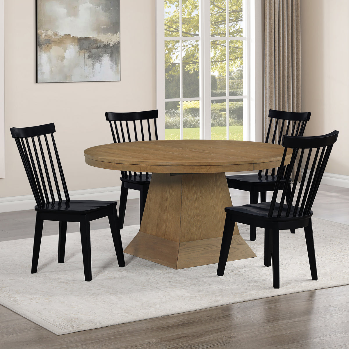 Aubrey Brown Rect Table + 10Vaughn Black
